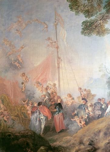 Pintura mural en lienzo premium Embarque a Cythera de Jean Antoine Watteau en formato 60x90cm