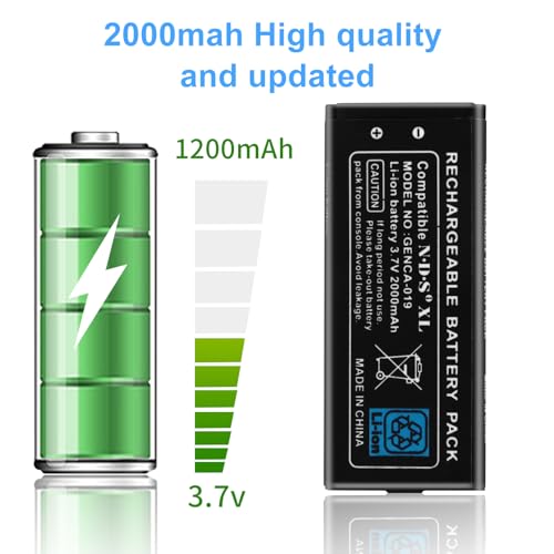 Image of UTL-003 Battery for DSi XL, 2000mAh Rechargeable Lithium-ion Battery Pack Tool Kit for Nintendo DSi XL /DSi LL Game Console