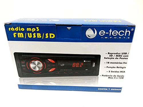 RADIO AUTOMOTIVO MP3 FM USB SD - AUTO-RÁDIO E-TECH LIGHT