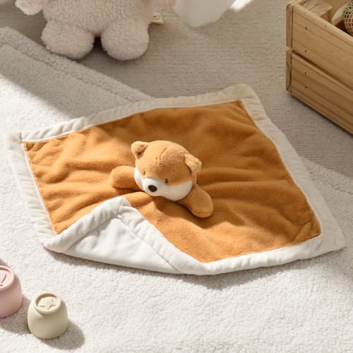 Image of Baby Fox Security Blanket, Soft Loveys for Babies | Lovey for Newborn Boys and Girls, Gender Neutral Security Blanket with Fox Stuffed Animal, Baby Snuggle Toy