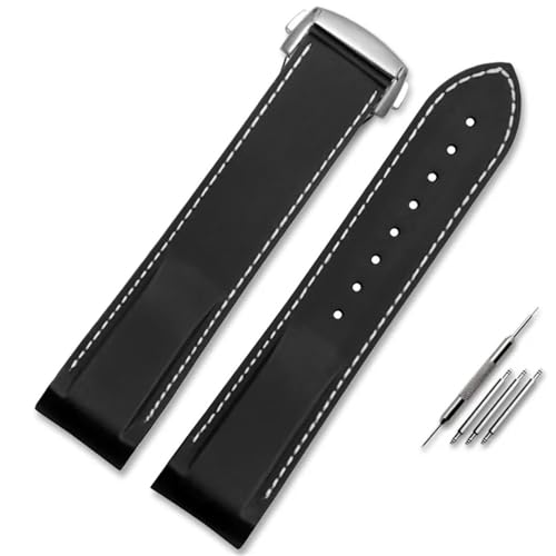 Bracelet de montre en caoutchouc et silicone pour Omega Seamaster 300 Speedmaster bleu noir 22mm