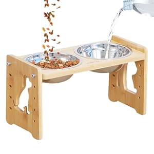 Elevated Dog Bowls, Adjustable Tilted Elevated Dog Food Bowl, Reusable Detachable Feeding Station, Ideal for Small, Medium, Large Puppies, Kittens, Cats, 12.99×7.68×6.38 Inches