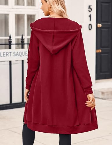 Zeagoo Women's Zip Up Hoodies Oversized Fleece Long Tunic Sweatshirts Casual Long Sleeve 2024 Fall Hoodie Jacket Coat