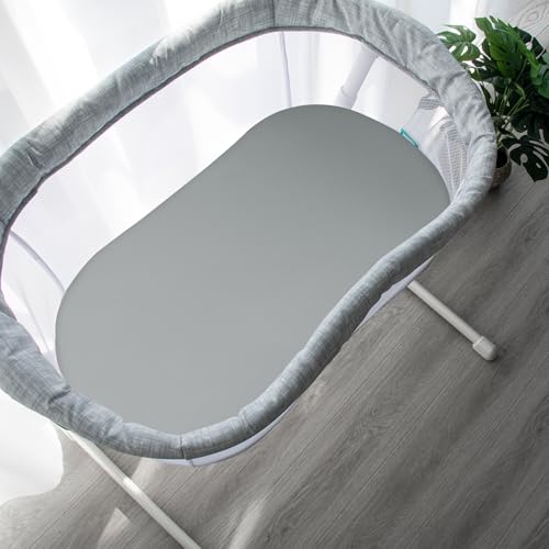 Baby Bassinet Sheets 4 Pack Compatible with 4moms MamaRoo Sleep, Regalo Baby Basics Bassinet and Chicco Close to You 3-in-1 Bedside, Ultra Soft & Skin-Friendly, Washer & Dryer