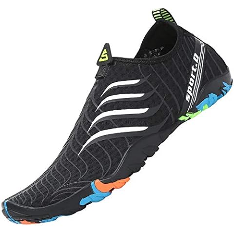 SAGUARO Sea Shoes Mens Womens Water Shoes Quick Drying Wet Shoes Breathable Beach Swim Surf Shoes for Surfing,Sailing,Snorkeling Black White 9 UK Cover