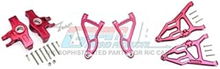 GPM For Traxxas Unlimited Desert Racer 4X4 (#85076-4) Upgrade Parts Aluminum Front Upper & Lower Arms + Knuckle Arms Set - 28Pc Set Red