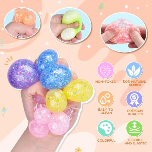 Mini Stressbälle 14 Stück Antistressball, Squishy Stressball für Geschenke für Geburtstagsfeiern Ostern Füller, Fidget Stress Ball 14 Pcs für ADHS, Angst, OCD Angst abbauen und Beruhigung