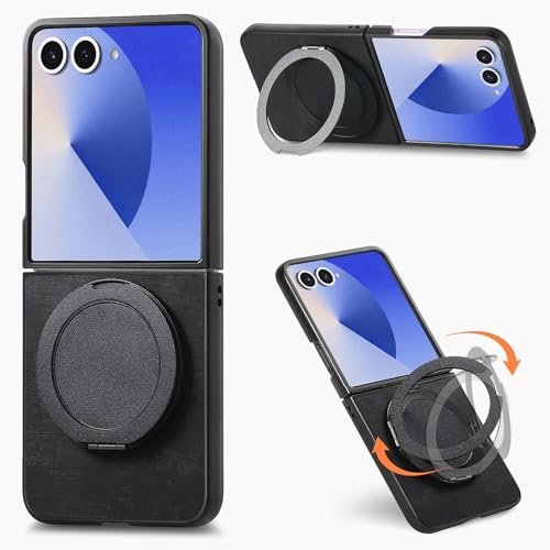 Coque anneau Galaxy Z Flip 4 magnétique avec finition cuir élégante