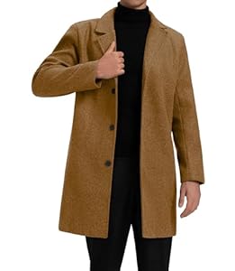 GLESTORE Mantel Herren Wintermantel Lang Trenchcoat Herrenmantel Winter Coat Men Khaki XXL