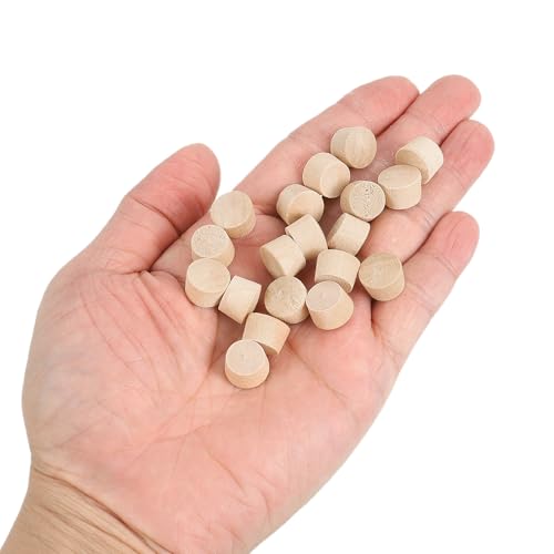 Image of uxcell 80Pcs Wood Button Plugs, 11mm /0.43 inch Flat Head Hardwood Screw Hole Plug Wooden Caps Buttons Wood Plug for Furniture Woodworking Craft Decor (12.5mm x 11mm)