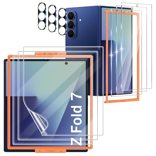 JavoYion 9 Pack for Samsung Galaxy Z Fold 7 Screen Protector 3 Pac Inside Soft Film + 3 Pcs Front Tempered Glass + 3 Pcs Camera Protectors Bubble-Free HD Screen Protector for Galaxy Z Fold 7 5G