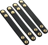 1 Inch Duty Belt Keeper with Brass Snaps for 2 1/4 inch Wide Belts (Pack of 4) Black Leather with Gold Double snap