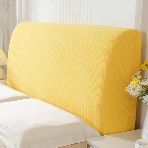 LZTET Funda para Cabecero De Cama,EláStica,Funda Protectora A Prueba De Polvo,Cabeceros De Cama Todo Incluido,Suave Tejido De Terciopelo Cubre Cabecero De Cama,para Dormitorio(180cm,Yellow)