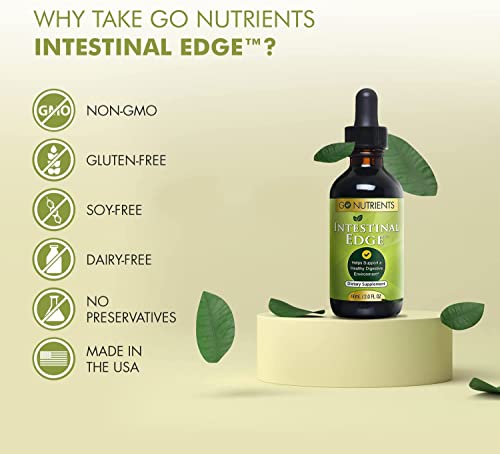 Go Nutrients Adrenal Edge & Intestinal Edge | Digestive Supplement | Energy & Fatigue Supplement Cortisol Manager Liquid Drops Non-Gmo, Gluten Free, 9 Powerhouse Herbs Keep Body's Adrenal Function #TOP5