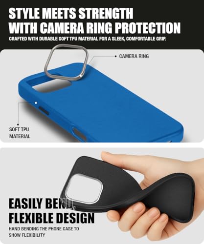 Image of WOW IMAGINE Back Cover for Mi Redmi 15C 5G | Poco C85 5G 2025 | Ultra Slim Flexible Non-Slip Grip | Inner Fabric | Metal Camera Ring & Lightweight Soft Silicone Mobile Case - Blue