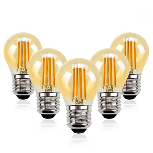 Edison Bombillas Vintage, G45G 4W Regulable LED Globo de luz Bombilla de Vidrio ámbar E27 / 2700K Bombilla de filamento LED Retro Para iluminación de Cadena de Candelabro - 5 Pack Cover