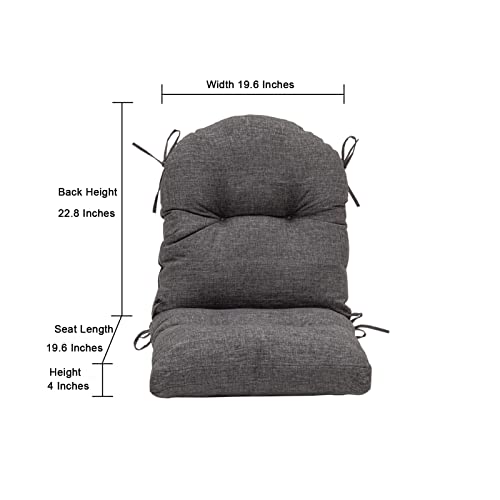 Image of QILLOWAY Tufted Outdoor Chair Cushion Set of 2, Waterproof 43x20x4 Inch Non Slip Replacement Pad for Wicker Lounge Patio Furniture, Charcoal Grey, Black