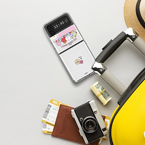 BT21 Designed for Galaxy Z Flip 4 Case (2022) Polycarbonate, Slim Fit Official Merchandise My Little Buddy Clear Phone Case, Group