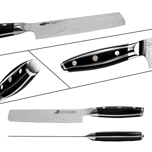 TUO Nakiri Knife - Vegetable Cleaver Knife 6.5-inch High Carbon Stainless Steel - Japanese Kitchen Knives with G10 Full Tang Handle - Black Hawk-S Knives Including Gift Box