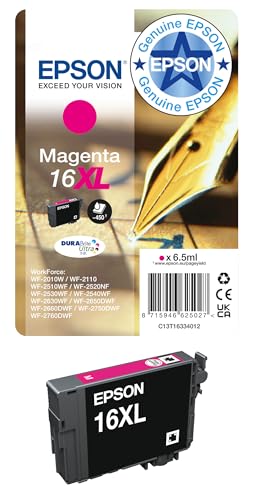 Epson 16XL Magenta Pen & Crossword High Yield Genuine, DURABrite Ultra Ink, XL High Capacity