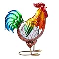 MUMTOP Rooster Solar Lights Outdoor Garden Decor, Rooster Solar Light Outdoor Waterproof with Crackle Glass Globe Gardening Statue Gifts and Metal Chicken Yard Art for Lawn Porch Patio Outside Garden