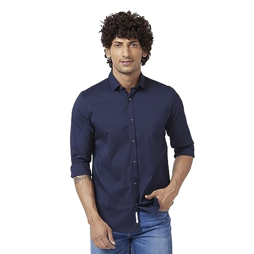 Image of Spykar Men's Regular Fit N /A Full Sleeve Solid Casual Shirts