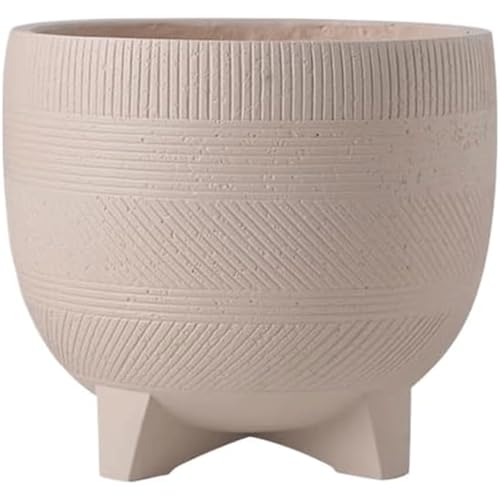 ZQNDFAC Maceta Redonda de Arcilla de magnesio con pies, Maceta de Gran Calibre para jardín/Patio/hogar/Oficina, contenedor de Plantas Estética Elegante