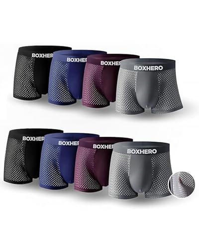 Boxhero [2025 Upgrade Bamboo Boxer Briefs- Breathable Mens Underwear, Built-in with 3D Pouch Comfortable Underwear for Men