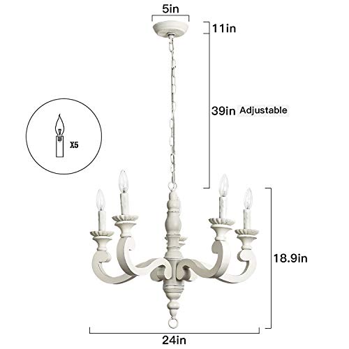 Farmhouse Chandelier- Vintage French Country Chandeliers Wooden Pendant Light Handcraft For Dining Room, Living Room, Bedroom, Kitchen,And Entryway Lighting Fixtures #TOP5