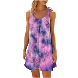 Robe De Plage Bathing Suit Cover up for Women Swimsuit Cover Up Women Fashion Printed Sleeveless Sundresses Casual Crewneck Summer Dresses Beach Mini Tank Dress