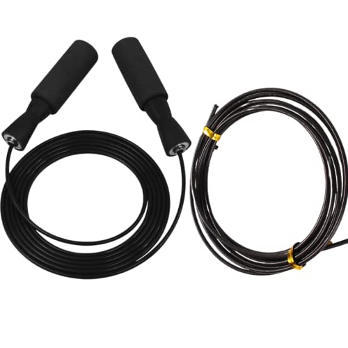 Corda de Pular crossfit preta com rolamento speed rope + cabo aço preto 3mt