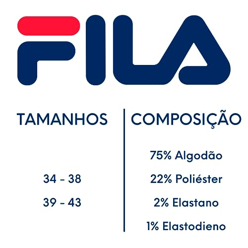 Kit 06 Pares Meias Cano Curto Esportiva Soquete Faixa Tensora Sola Atoalhada Adulto Unissex Fila | 6