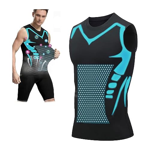 Debardeur Homme, Débardeurs Compression Corset Amincissant Tee Shirt sans Manche Hommes Gynécomastie Gaine Gilets Sport Mise Forme Ionique(A-Black,L)