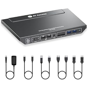 AV Access KVM Switch with Docking Station for Laptop & Desktop | 100W Charging, 4K@60Hz Dual Monitor HDMI, 3xUSB 3.0, USB C, 1G Ethernet, EDID Support, SD, 3.5mm AUX Audio | Fast Switch 2 Co