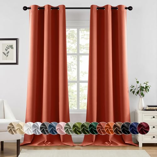 MIULEE Fall Blackout Curtains for Bedroom 2 Panel 40"x96" Long Burnt Orange