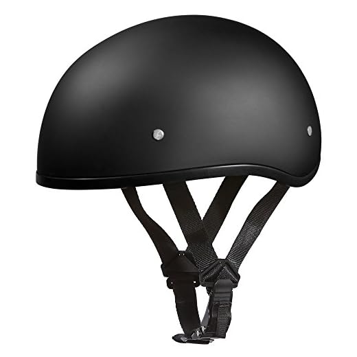 Daytona Helmets Half Skull Cap Motorcycle Helmet – DOT Approved [Dull Black] [L]