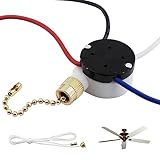 NITIDSKY Ceiling Fan Switch ZE-208S E89885 3-Speed 4-Wire Pull Chain Control Replacement for Ceiling Fans, Wall Lights, Cabinet Lights, UL Listed (Brass Chain, Black)
