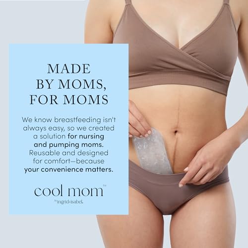 Cool Mom by Ingrid and Isabel Reusable Perineal Cooling Pad - Hot or Cold Postpartum Gel Pack for Pregnancy Delivery & Hemorrhoid Pain Relief, Includes 1 Ice Pack & 2 Covers