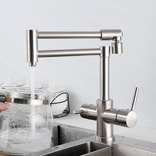 Robinet de cuisine rotatif en laiton brossé à triple voies