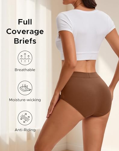 Image of INNERSY Women's Cotton Underwear High Waisted Briefs 4-Pack