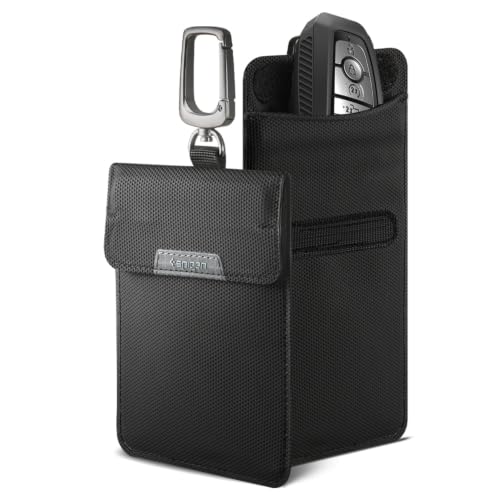 Spigen Klasden Diseñado para Bloqueo de señal RFID de automóvil Bolsa Protectora de Llavero de automóvil Bolsa de Llave de automóvil - Negro