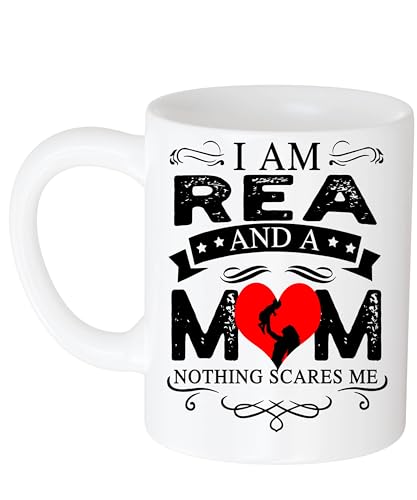 Personalized Mug, Custom Name Mom Mug, Name Mug Personalized for Mother I Am Rea 11oz White Mug and a Mom Nothing Scares Me Custom Mama Mug, Mom Est 2024, Mother's Day Coffee Mug 11 Oz White 560934