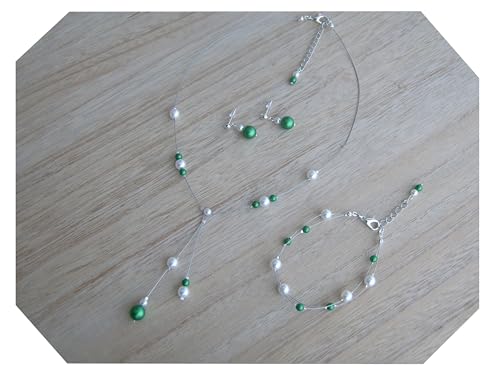 Parure bijoux Femme Mariée Mariage Ivoire/Blanc/Vert Emeraude Malachite Gazon Menthe Bouteille Collier bracelet boucles d'oreille Soirée Cérémonie Coktail...