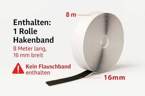 Klick Berlin Fliegengitter Klettband Extra Stark Schwarz | 8 Meter lang 16 Millimeter breit Selbstklebend | 8M 16MM | Insect Stop Band | Klebestreifen Fliegengitter Klettband Fliegengitter