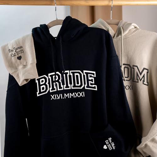 GODMERCH Personalized Embroidered Bride Sweatshirt - Mrs Sweatshirt, Engaged Bride Groom Gift, Wedding Gifts for Bride, Engagement Hoodie, Bride Gifts, Bridal Shower Gifts, Bachelorette Party Gifts3