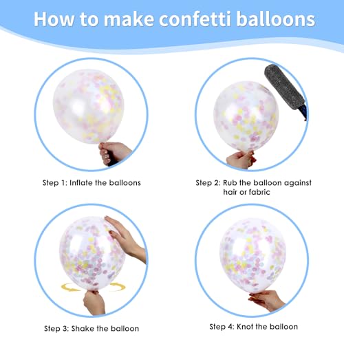 Image of RUBFAC Pastel Balloons Easter Party Balloon, 65pcs 12 Inch Light Rainbow Colorful Latex Confetti Balloons for Easter Birthday Baby Shower Bridal Wedding Party Decoration