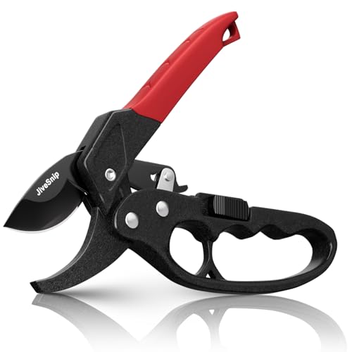JiveSnip Tijeras de Podar Profesionales con Yunque de Yrinquete Gardening Scissors, Mecanismo de Trinquete, Mango de Diseño Reforzado