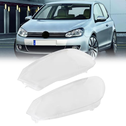 FZJDSD 1Pair Headlight Lens Cover Compatible with Volkswagen Golf 6 MK6 GTI 2010 2011 2012 2013 2014 2015 Replace 5K1941751D 5K1941752D 5K1941753E 5K1941754E 5K0941753C 5K0941754C