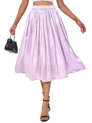 Jupe mi-longue d'été femme jupe longue brillante taille haute