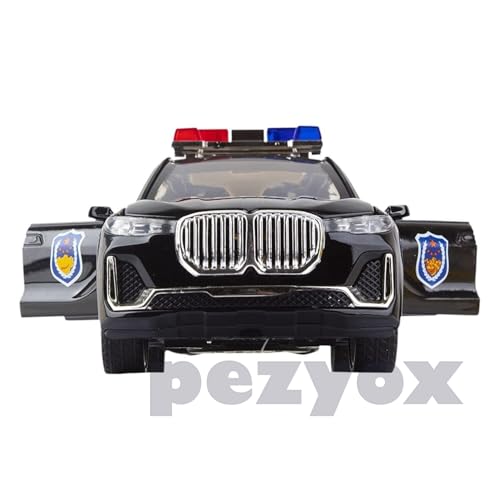 Image of 1:32 B-M-W X7 Police Model Diecast Metal Pullback Toy car with Openable Doors & Light, Music Boys car for Kids Best Toys Gifts. (Black)